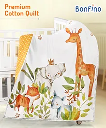 Bonfino Premium 100% Organic Cotton Quilt African Safari Print - Multicolour