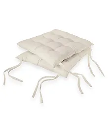 Encasa Homes Set of 2 Natural Cotton Chairpad - White