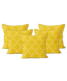 Encasa Homes Trellis Cushion Cover Pack Of 5 - Yellow
