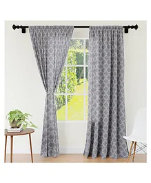Encasa Homes Curtain Trellis Print Set of 2 - Grey
