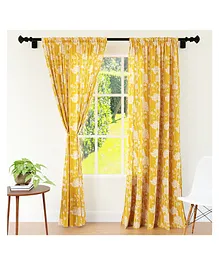 Encasa Homes Curtain Mango Blotch Print Set of 2 - Yellow