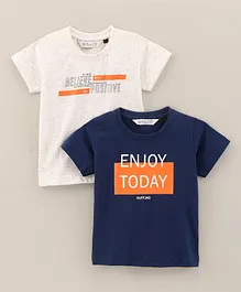 Ruff Half Sleeves Tees Text Print Pack of 2 - Blue White