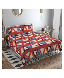 BSB Home Valencia Collection Cotton Double Bedsheet With Pillow Covers - Red