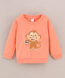 Tango Cotton Full Sleeves T-Shirt Monkey Print - Peach