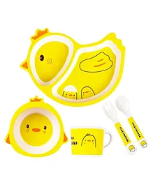Sanjary Bamboo Tableware Chicken Shape Pack Of 5 - Yellow