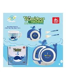 Sanjary Bamboo Tableware Whale Shape Pack Of 5 - Blue