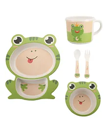 Sanjary Bamboo Tableware Frog Pack Of 5 - Green
