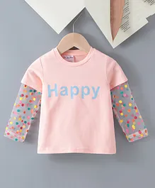 Kookie Kids Full Sleeves Top Text Print - Pink