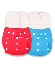 Deedry Reusable Cloth Diapers With 4 Insert Pack of 2 - Red Blue