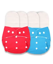 Deedry Reusable Cloth Diapers With 4 Insert Pack of 2 - Red Blue