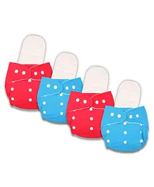 Deedry Reusable Cloth Diapers With Insert Pack of 4 - Red Blue