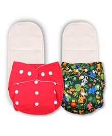 Deedry Reusable Cloth Diapers With Insert Pack of 2 - Red Pink