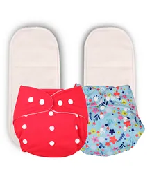Deedry Cloth Reusable Diapers With Insert Pack of 2 - Red Blue