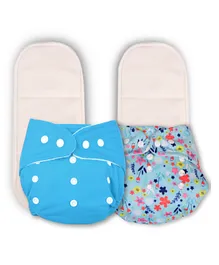 Deedry Reusable Cloth Diapers With Insert Pack of 2 - Blue White