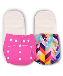 Deedry Reusable Cloth Diapers With Insert Pack of 2 - Pink White