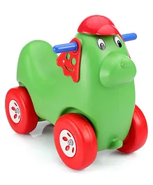 Little Fingers Manual Push Dog Shaped Ride On - Green & Red 