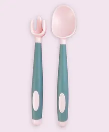 StarAndDaisy Premium Childware Toddler Spoon and Fork Set - Pink and Grey