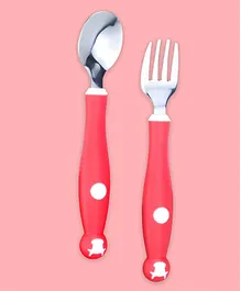 StarAndDaisy Premium Childware Toddler Spoon and Fork Set - Red
