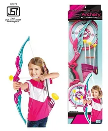 Planet of Toys Big Size Heavy Duty Bow and Arrow Set Includes 3 Suction Cup Arrows - Pink