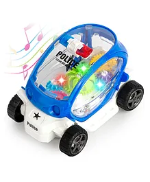 Fiddlerz Toys Electric Transparent Gear Concept Police Car With Lights Music Universal Wheel Vehicles Toys For Kids Birthday Gifts (Color May Vary)