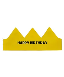 Right Gifting Happy Birthday Satin Fabric Crown With Adjustable Velcro Closure - Yellow