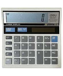 Deli W39231N Calculator 12 Digit Large LCD Display 120 Step Check  - Grey