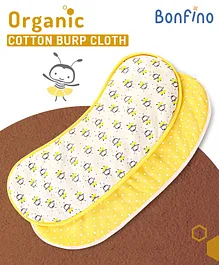 Bonfino Premium 100% Organic Cotton Burp Cloth Honey Bee Print Set Of 2 - Yellow