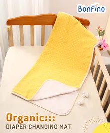 Bonfino Premium 100% Organic Cotton Diaper Changing Mat Polkadots - Yellow