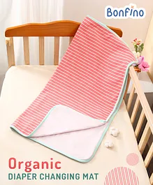 Bonfino Premium Cotton Diaper Changing Mat Stripes Print - Pink