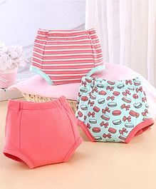 Bonfino Premium 100% Organic Cotton Padded Training Pants Macaroon Print Set Of 3 Size 0- Pink