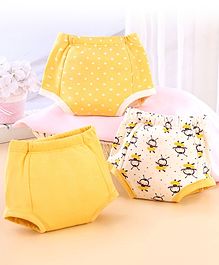 Bonfino Premium 100% Organic Cotton Padded Training Pants Honey Bee Print Set Of 3 Size 1- Yellow