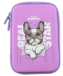 Smily kiddos Single Compartment Pencil Box Bull Dog Theme - Purple