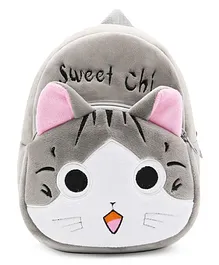 Lychee bags Kid's Velvet School Nursery Picnic Carry Travelling Bag Grey - Height 14 Inches