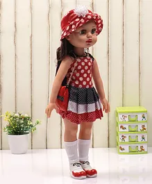Speedage Cute Alia Doll With Hand Bag And Hat In Red - Height 43 cm