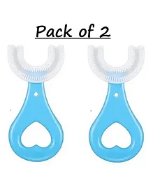 Tiny Tycoonz Soft Sillicone U-Shaped Toothbrush (Pack of 2) - Blue
