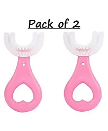 Tiny Tycoonz Soft Sillicone U Shaped Toothbrush Pack of 2 - Pink