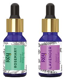 Rey Naturals 100% Natural Lavender and Rosemary Essential Oil Combo - 15 ml Each