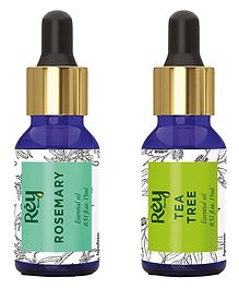 Rey Naturals 100% Pure Tea Tree & Rosemary Essential Oil Combo- 15 ml Each