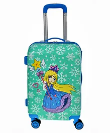 D PARADISE Polycarbonate Hard Case Trolley Bag With Wheels Angel Girl Princess Print - Green Blue