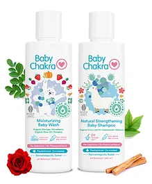 BabyChakra Wash & Shampoo 2X Stronger Hair SLS & Paraben Free Dermatologically Tested PH Balanced Pack of 2- 400 ml