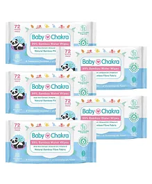 BabyChakra 99% Bamboo Water Soft Wipes with Lid, Alcohol-Free, Made with Aloe Vera Extract, Almond Oil & Organic Jasmine Oil Pack of 5 - 360 Wipes