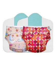 SuperBottoms Cloth Diaper Combo Pack of 2 Reusable Cloth Diapers for babies With 2 organic cotton inserts - Multicolour