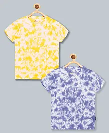 Kiddopanti Pack Of 2 Random Crumple Tie & Dye Tees - Yellow & Navy Blue