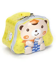 Teddy With Stop Print Piggy Bank - Yellow