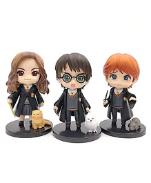 Harry Potter and Friends Set of 3 with their Pets Action Figure Limited Edition for Car Dashboard Decoration Cake Office Desk & Study Table Angry