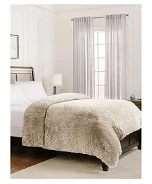 Divine Casa Fluffy Fur Solid Double Duvet Cover with Zipper - Brown