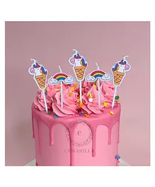 CAMARILLA Unicorn Theme Candles for Birthdays Set of 5 - Multicolor