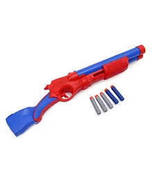 Toyzone Pull Action Captain America Themed Shot Gun with Cartridge Combo - Red and Blue