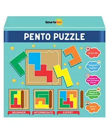 SmartoKids Pento Puzzle Wooden Jigsaw Puzzle with 46 Challenges Multicolor - 10 Pento Pieces