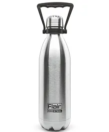 Flair Houseware Triumph Vacuum Insulated Steel Bottle With Handle Silver Black - 1000 ml